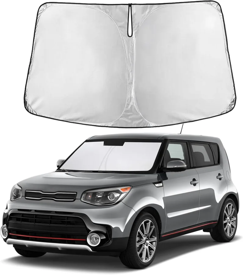 Autovir Windshield Sun Shade Fit for 2014-2017 2018 2019 Kia Soul | Sunshade, Front Car Window Shades Sun Visor, Blocks UV Rays & Heat, Car Accessories