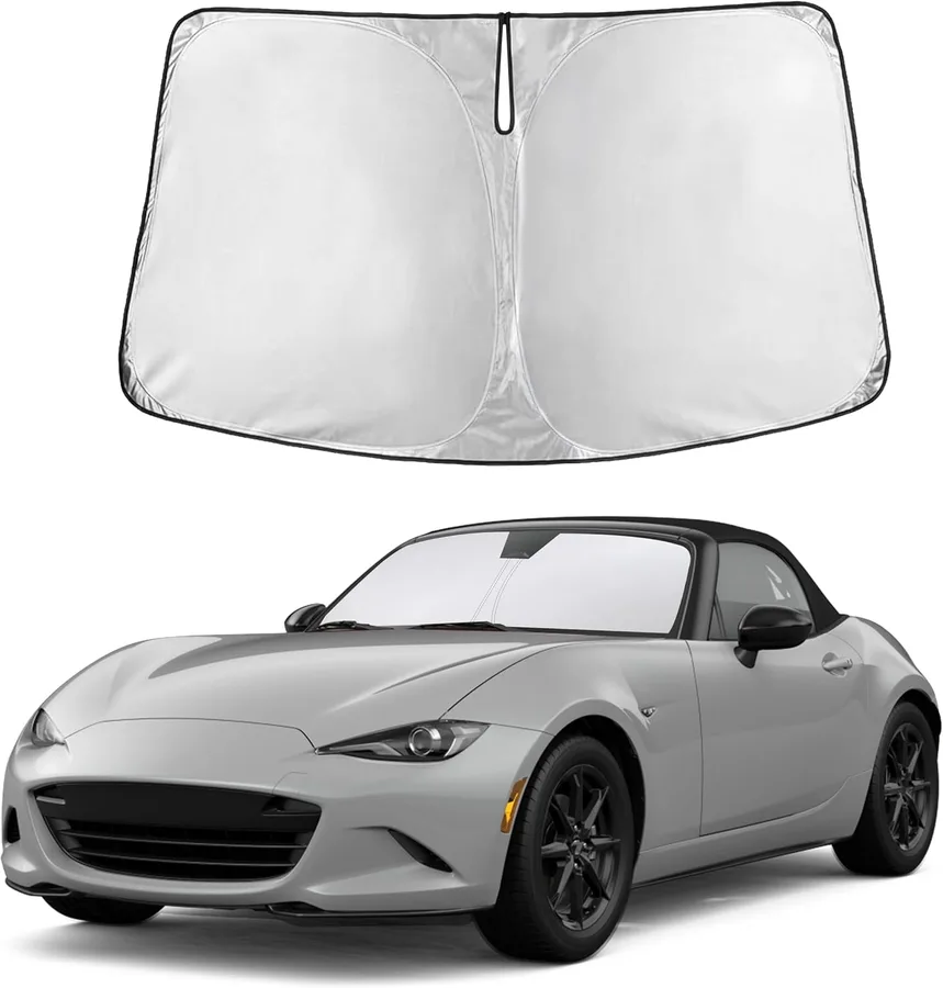 Autovir Windshield Sun Shade Fit for 2016-2023 2024 2025 Mazda Mx-5 Miata | Sunshade, Front Car Window Shades Sun Visor, Blocks UV Rays & Heat, Car Accessories