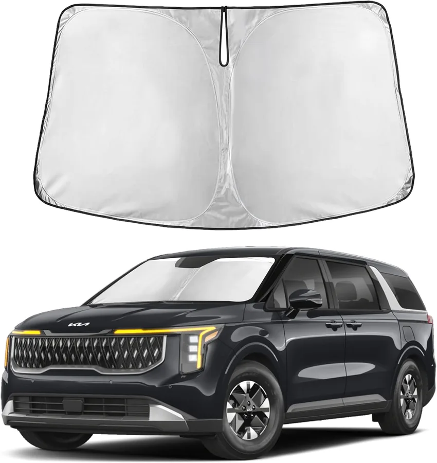 Autovir Windshield Sun Shade Fit for 2022-2024 2025 2026 Kia Carnival | Sunshade, Front Car Window Shades Sun Visor, Blocks UV Rays & Heat, Car Accessories