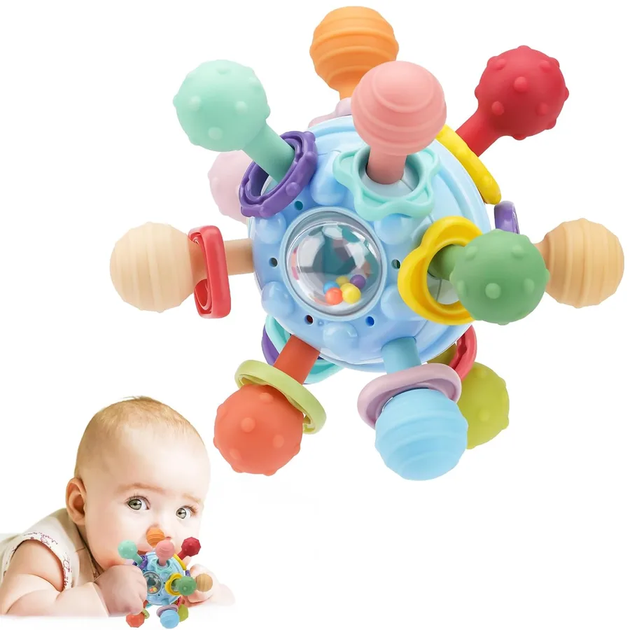 Baby Montessori Sensory Toys for 0-6 6-12 Months, Baby Teether Teething Toys for Babies 0 3 6 9 12 18 Months, Newborn Infant