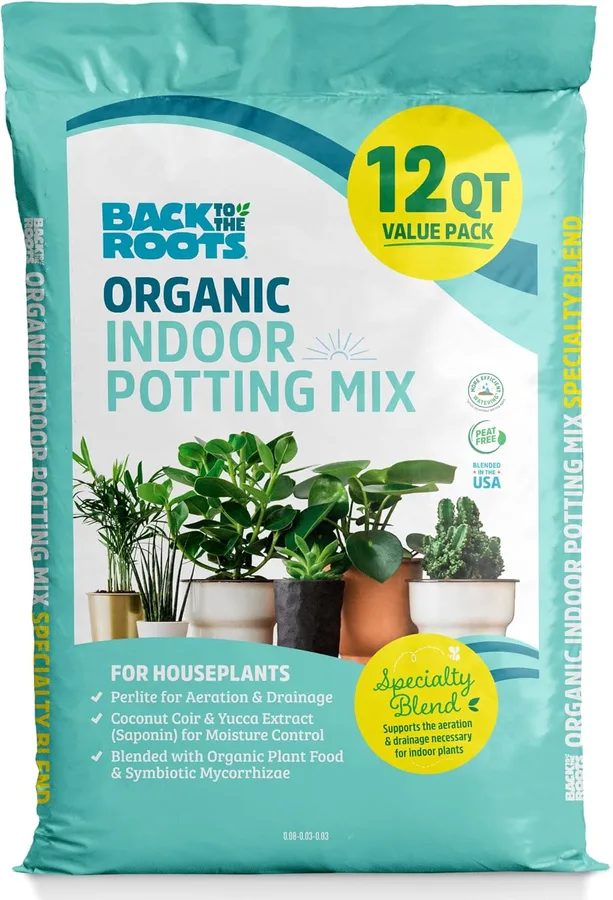 Back to the Roots 100% Organic Indoor Potting Mix (Value 12 Quart) | Promotes Healthy Houseplant Growth| Made in The USA