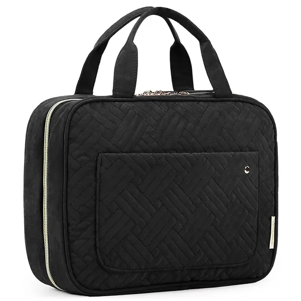 BAGSMART Toiletry Bag Travel Bag with Hanging Hook, Water-resistant Makeup Cosmetic Bag Travel Organizer for Accessories, Sha