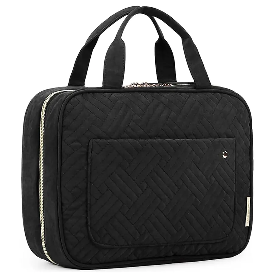 BAGSMART Toiletry Bag Travel Bag with Hanging Hook, Water-resistant Makeup Cosmetic Bag Travel Organizer for Accessories, Sha