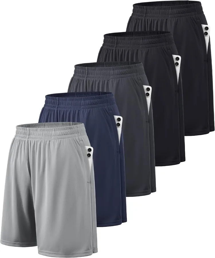 BALENNZ Athletic Shorts for Men with Pockets and Elastic Waistband Quick Dry Activewear