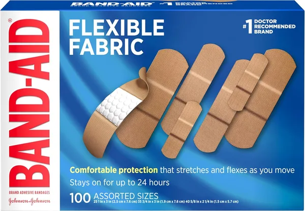 BAND-AID Brand Flexible Fabric Adhesive Bandages, Comfortable Sterile Protection & Wound Care for Minor Cuts, Scrapes & Burns