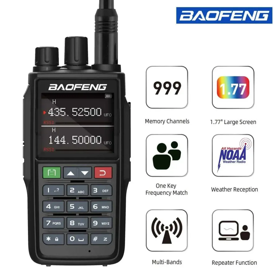 BAOFENG NOAA 5W Tri Band UV-22L Outdoor Sport Two Way Radio Long Range Handheld Walkies TalkiesXJ250219