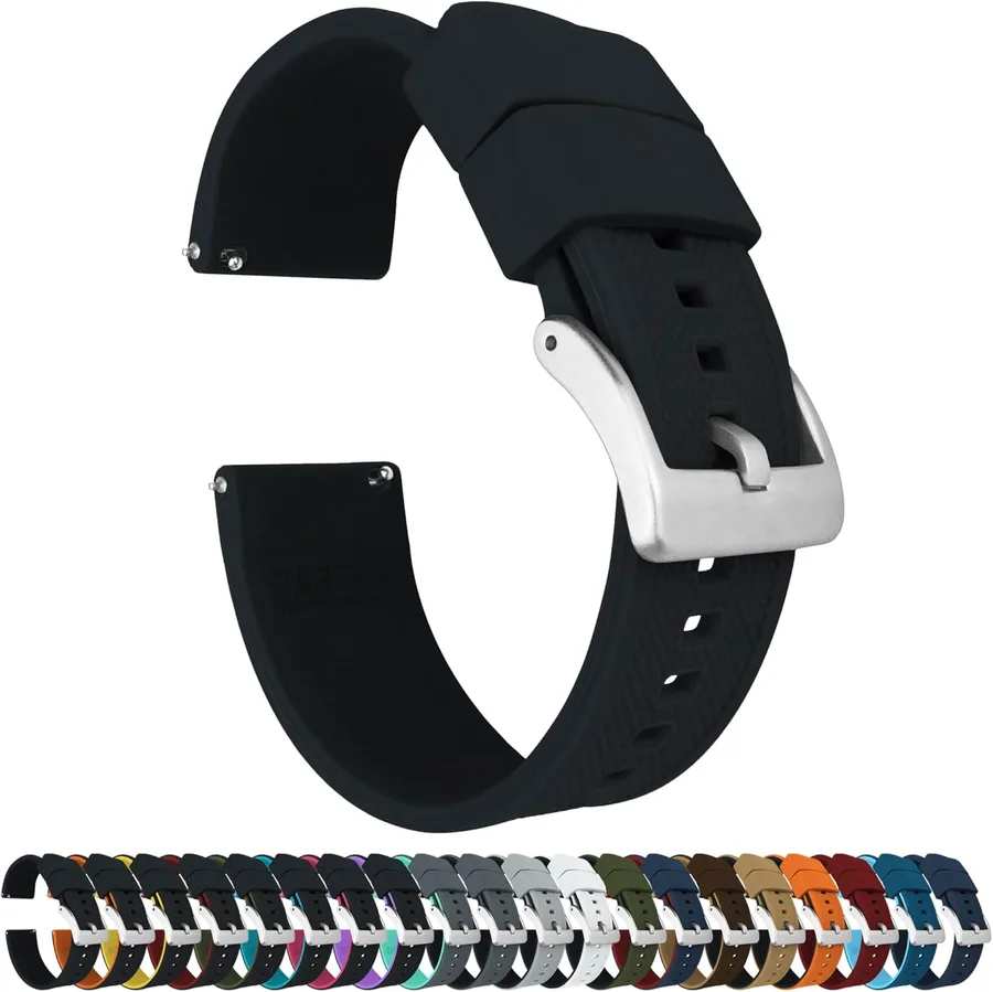 BARTON Elite Silicone Watch Bands - Quick Release - Choose Strap Color & Buckle Color (Stainless Steel, Black PVD or Gunmetal