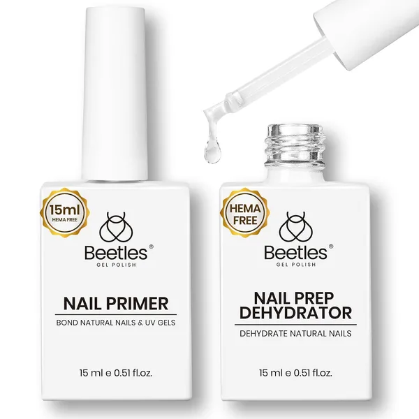 Beetles Nail Dehydrator & Primer Set, No Lifting Prep, Strong Bond, Hema Free for Gel Polish & Acrylic