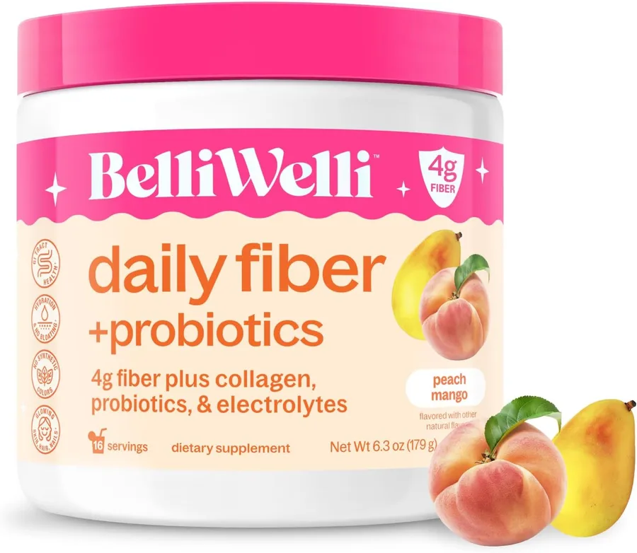 BelliWelli Fiber Supplement for Women & Men – Premium Daily Fiber Powder from Organic Acacia with Added Collagen, Electrolyte