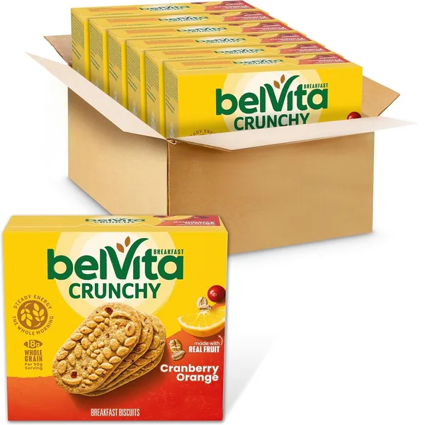 belVita Breakfast Bars, Cranberry Orange, 30 Total Packs, 6 Boxes (4 Biscuits per Pack)