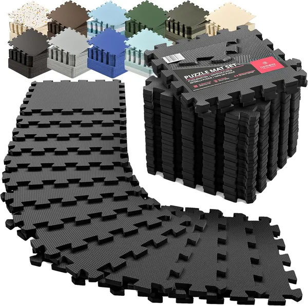 bemaxx Gym Mats Set - 18 pcs EVA Interlocking Foam Floor Tiles (12.6"x12.6"x0.4") 18sqft Protective Gym Flooring Sports Home