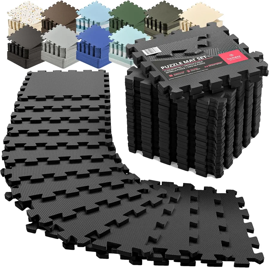 bemaxx Gym Mats Set - 18 pcs EVA Interlocking Foam Floor Tiles (12.6"x12.6"x0.4") 18sqft Protective Gym Flooring Sports Home