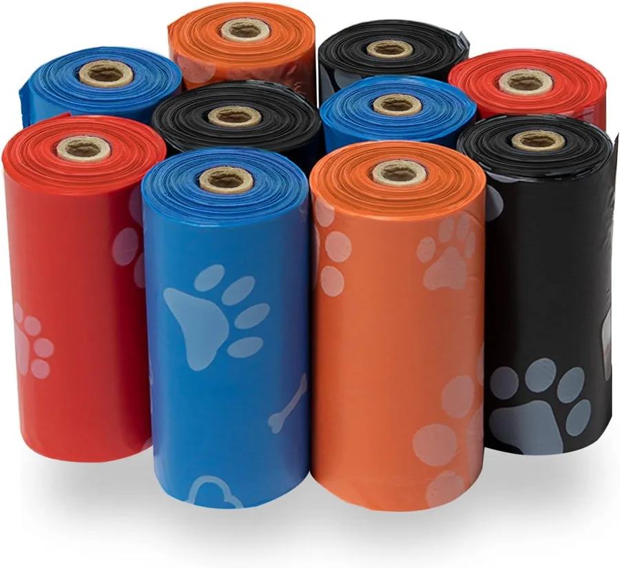 Best Pet Supplies Poop Bags for Dogs - Assorted Colors, 150 Count | Scented, Leak-proof, Easy-Tear perforations, 15 Thick Bags per roll, Outdoor Walking & Travel, Fits Standard Holders
