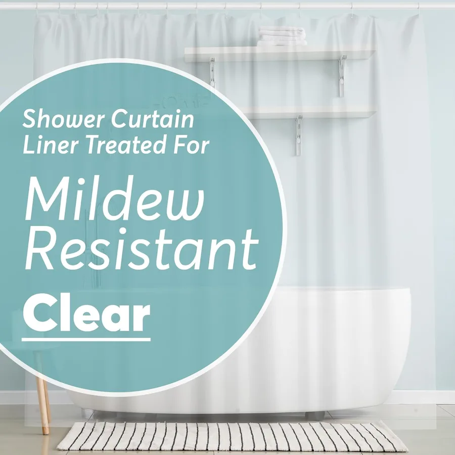 BigFoot Clear Shower Curtain - 72x72 Odorless Plastic with Magnets, Washable Long Bathroom Curtain - Premium PEVA Waterproof