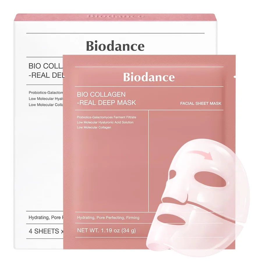 BIODANCE Bio-Collagen Real Deep Mask, Hydrating Overnight Hydrogel Face Mask, Pore Minimizing, Elasticity, Plumping, Travel E