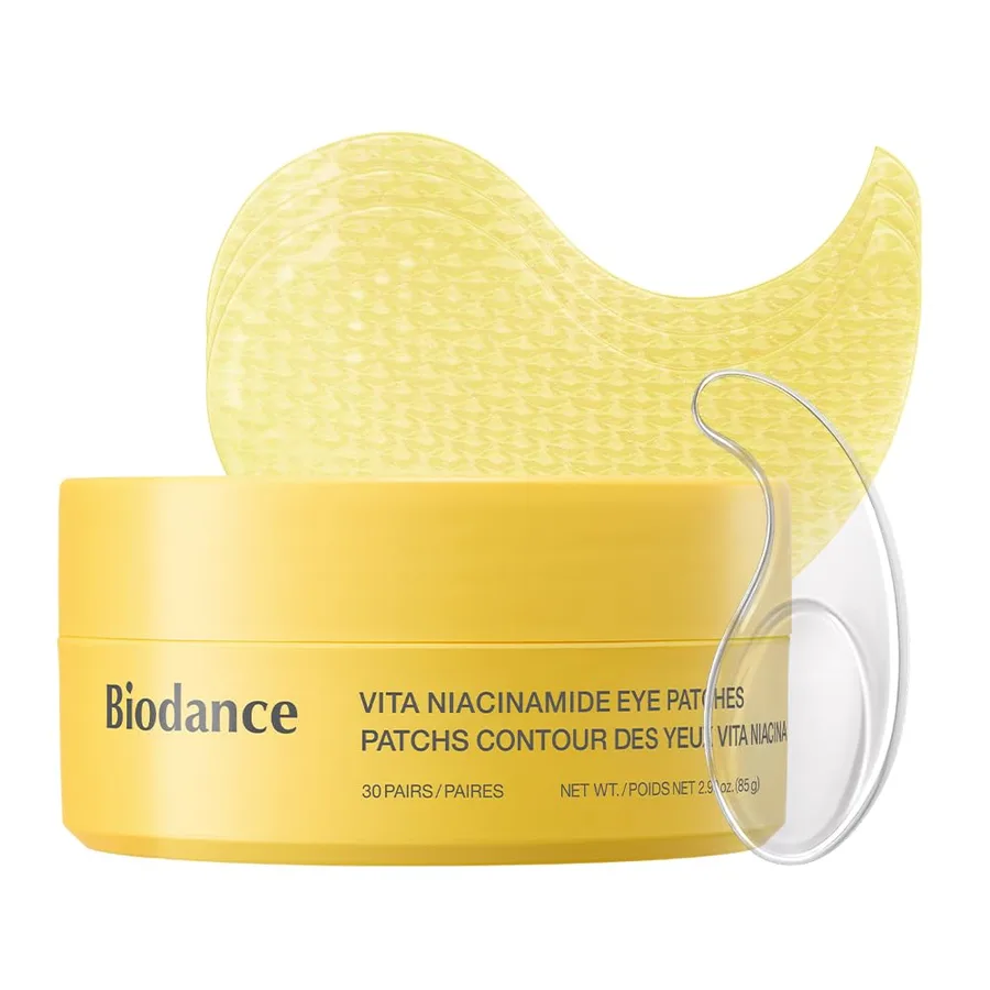 BIODANCE Vita Niacinamide Eye Patches for Dark Circles, 60 Count | Dull Spot Patches for Face & Uneven Skin Tone, Travel Essentials, Self Care Gifts for Women, Korean Skin Care