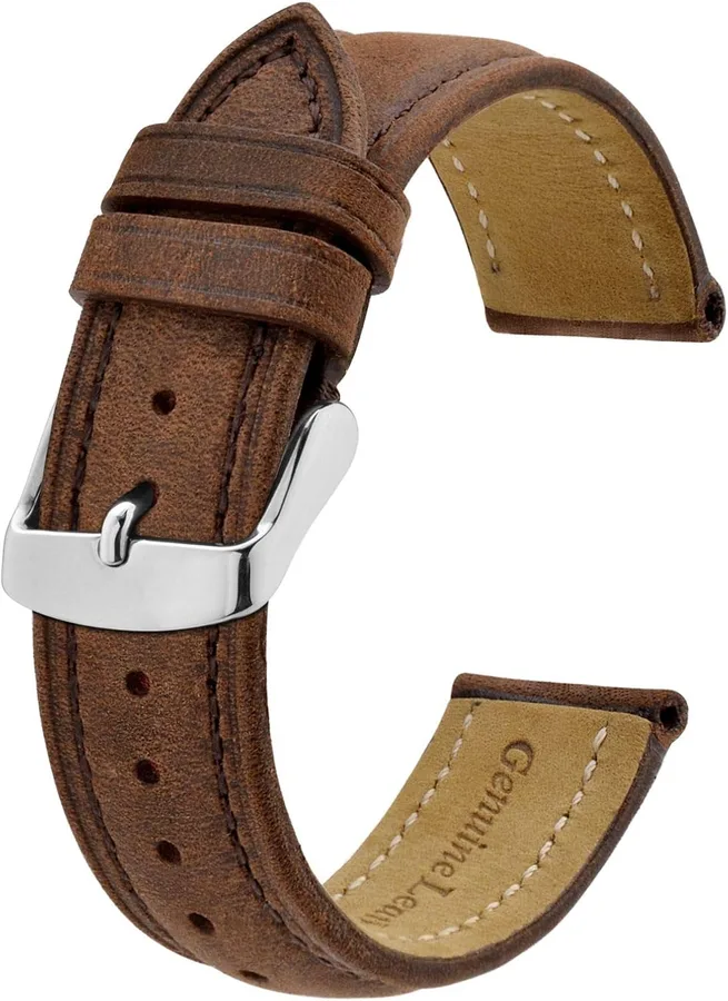BISONSTRAP Watch Strap, Vintage Leather Replacement Bracelet, Band Width-14mm 15mm 16mm 17mm 18mm 19mm 20mm 21mm 22mm 23mm 24