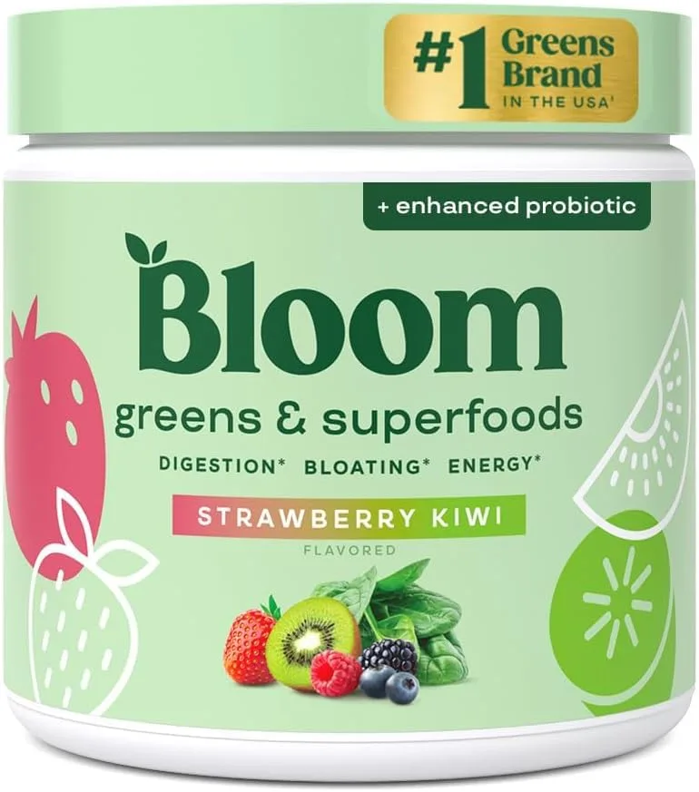 Bloom Nutrition Greens and Superfoods Powder for Digestive Health, Greens Powder, Digestive Enzymes, Probiotics, Spirulina, C