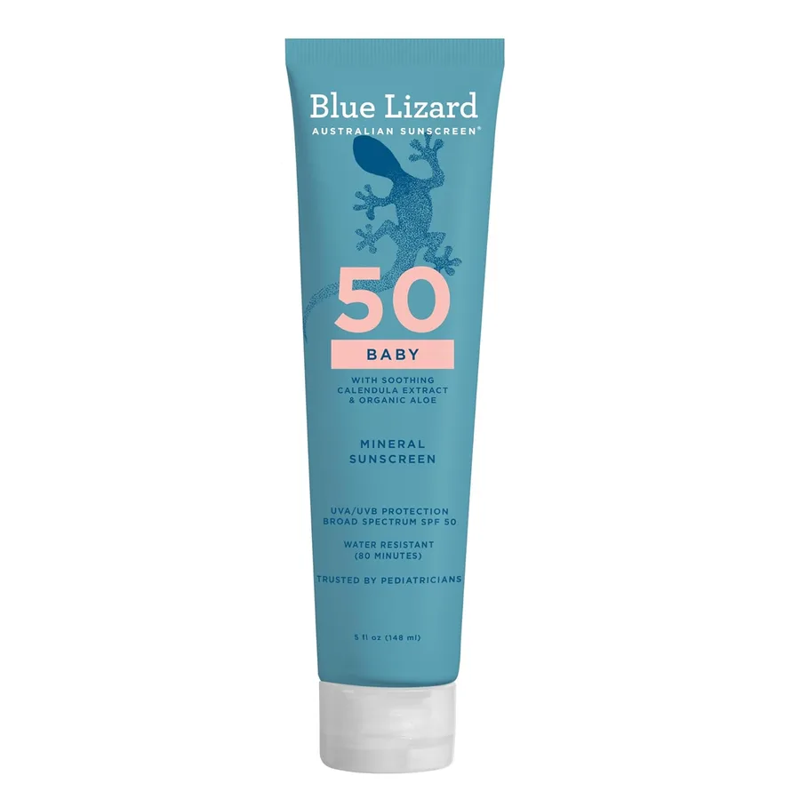 Blue Lizard BABY Mineral Sunscreen with Zinc Oxide, SPF 50+, Water Resistant, UVA/UVB Protection with Smart Cap Technology -