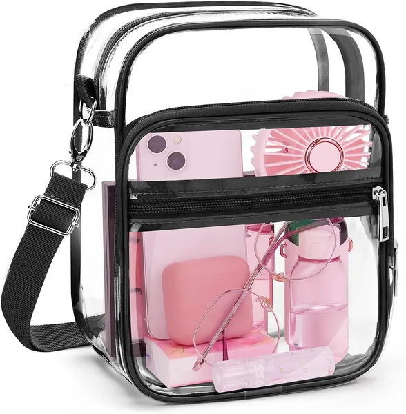 Blvornl Clear Crossbody Bag with Adjustable Shoulder Strap, Stadium Approved PVC Purse Bag, Messenger Bag