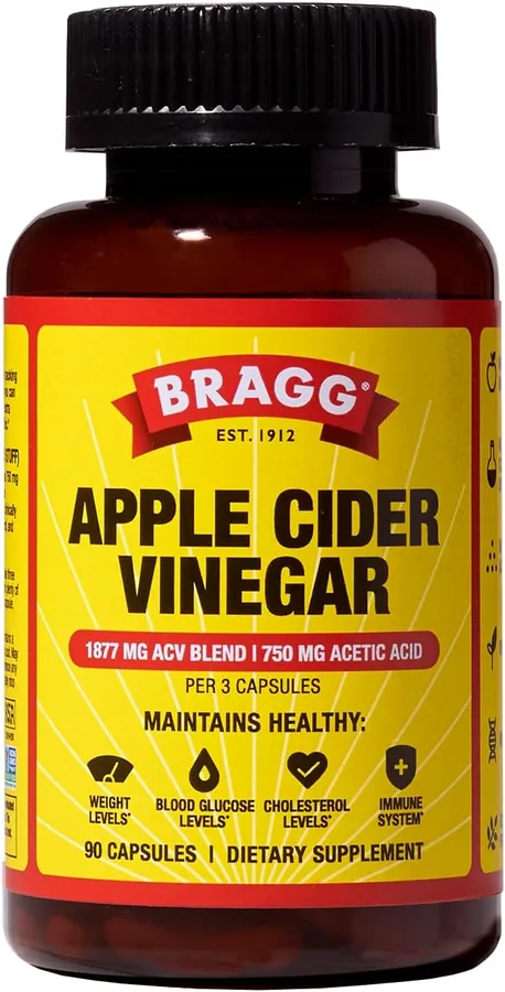 Bragg Organic Apple Cider Vinegar Capsules with Vitamin D and Zinc - 90 Count