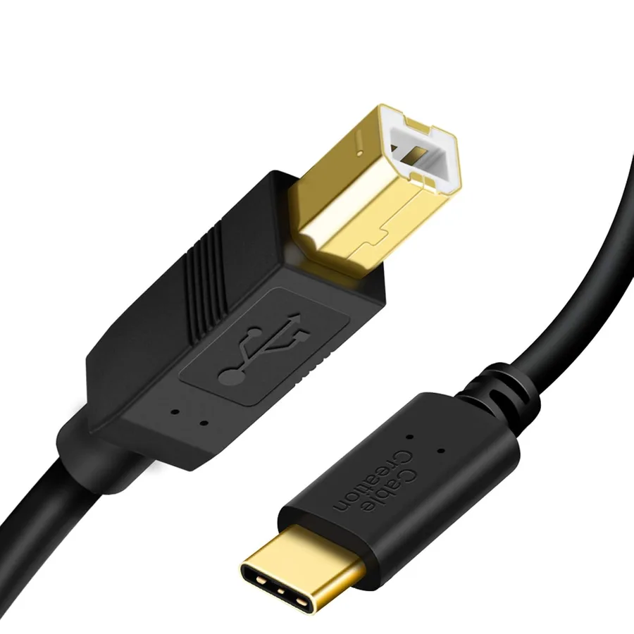 CableCreation USB B to USB C Printer Cable 6.6FT, Type B to Type C Cord | USB C MIDI Cable for MacBook Pro, Air, Yamaha Casio Digital Piano, MIDI Keyboard, DJ Controller, DAC to iPad-2M, Black