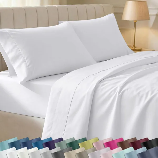California Design Den Soft 100% Cotton Queen Sheet Set, 400 Thread Count Good Housekeeping Award Winner, Silky Smooth Sateen