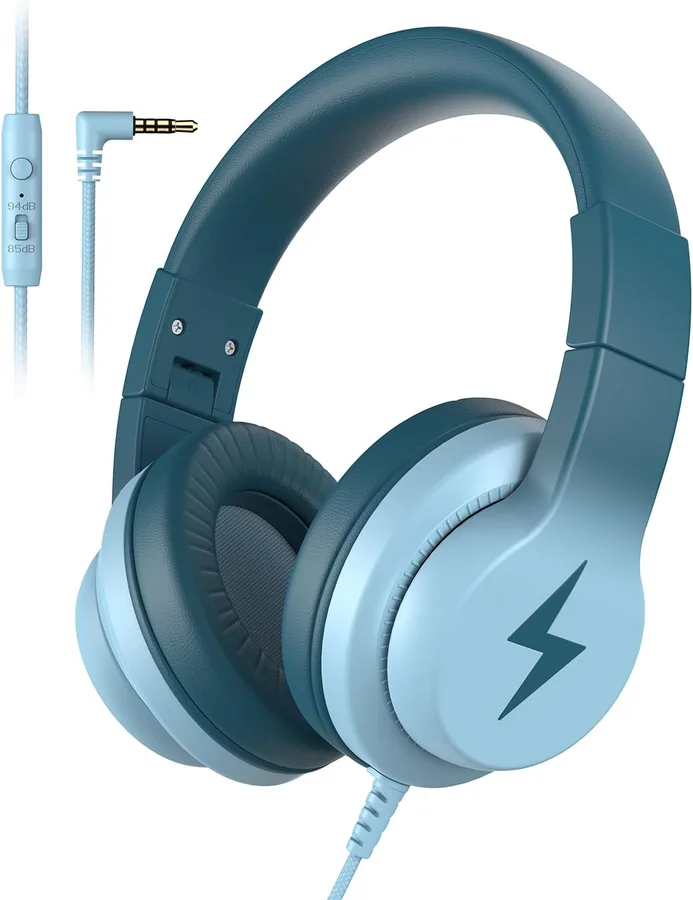 Candy Bila Wired Kids Headphones with Microphone, 85dB Safe Volume | Volume Limiter 85/94dB, HD Stereo Sound, Microphone and Wired Control,Foldable Design, Gradient Green