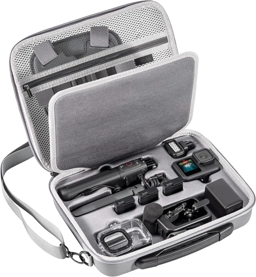 Carrying Case for GoPro Hero 13 12 Organizer Case Travel Bag Accessories | Hard Action Camera Travel Storage Chest Mount/Media Mod/Volta Protective Housing for dji osmo action 6 5