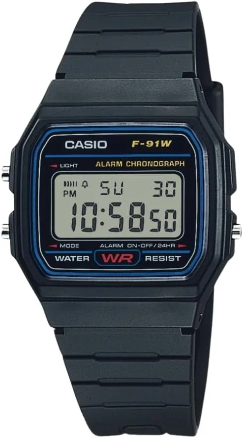 Casio F91W Series | Digital Watch | Water Resistant | LED Light | 1/100 SEC Stopwatch | Regular Time Keeping (HR, Min, SEC, P
