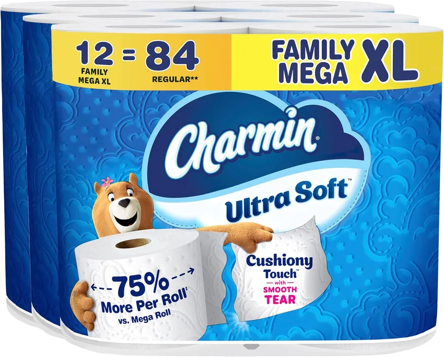 Charmin Ultra Soft Cushiony Touch Toilet Paper, 12 Family Mega XL Rolls = 84 Regular Rolls