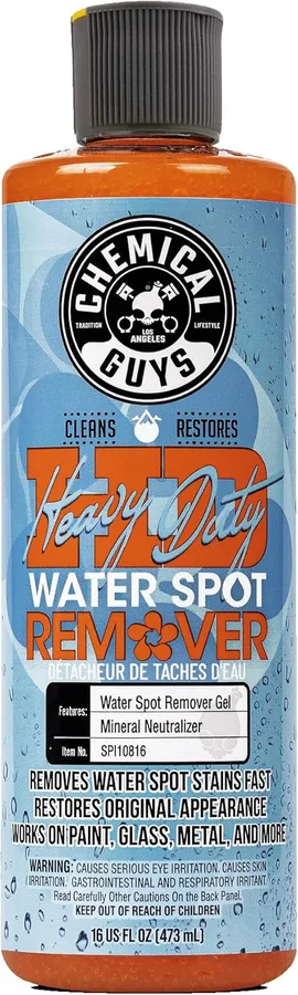 Chemical Guys, Heavy Duty Water Spot Remover Gel for Glass & Paint, 16 oz | Thick gel clings to glass and panels to tackle hard water stains and mineral marks, prepping for wax or ceramic