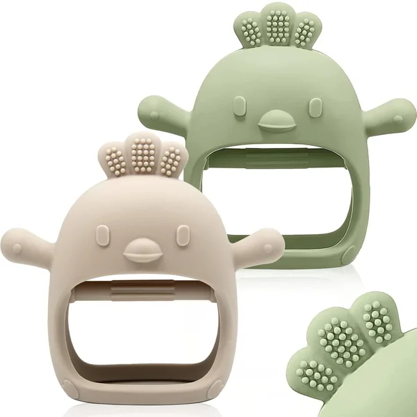 ChooKaChoo 2 Pack Baby Teething Toy Silicone Teething Mitten for Babies Over 3 Months Anti Dropping Wrist Hand Teethers Baby
