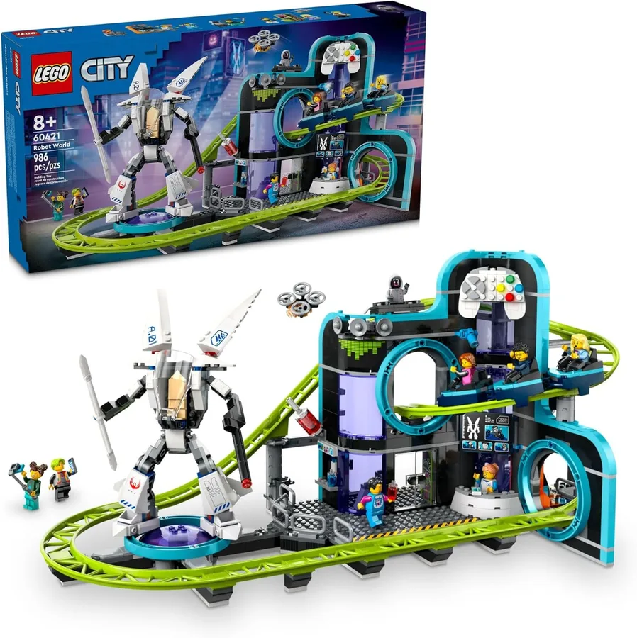 City Robot World Roller Coaster Building Set - Kids Engineering Toy with Posable Mech Suit for Boys & Girls, Ages 8+ - Gift Ideas for Christmas - 60421