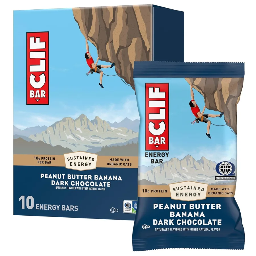 CLIF BAR - Energy Protein Bars - Peanut Butter Banana with Dark Chocolate - Made with Organic Oats - Energy Bars - Non-GMO -