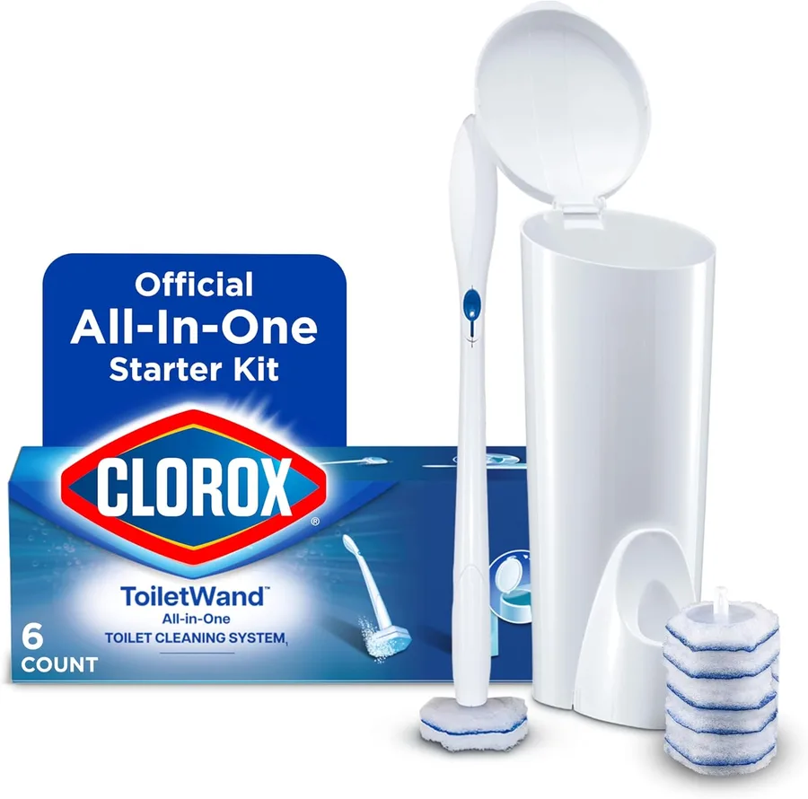 Clorox 03191CT Toilet Wand Disposable Toilet Cleaning Kit: Handle, Caddy & Refills, White (Case of 6)
