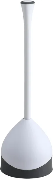 Clorox Toilet Plunger with Hideaway Holder Caddy Heavy-Duty Compact Design with Non-Skid Rubber Base for Bathroom Convenient