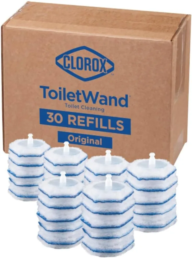 Clorox ToiletWand Disposable Toilet Cleaner Refills, 30 Count, Kills 99.9% of Germs and Viruses, Touch-Free Toilet Cleaning,