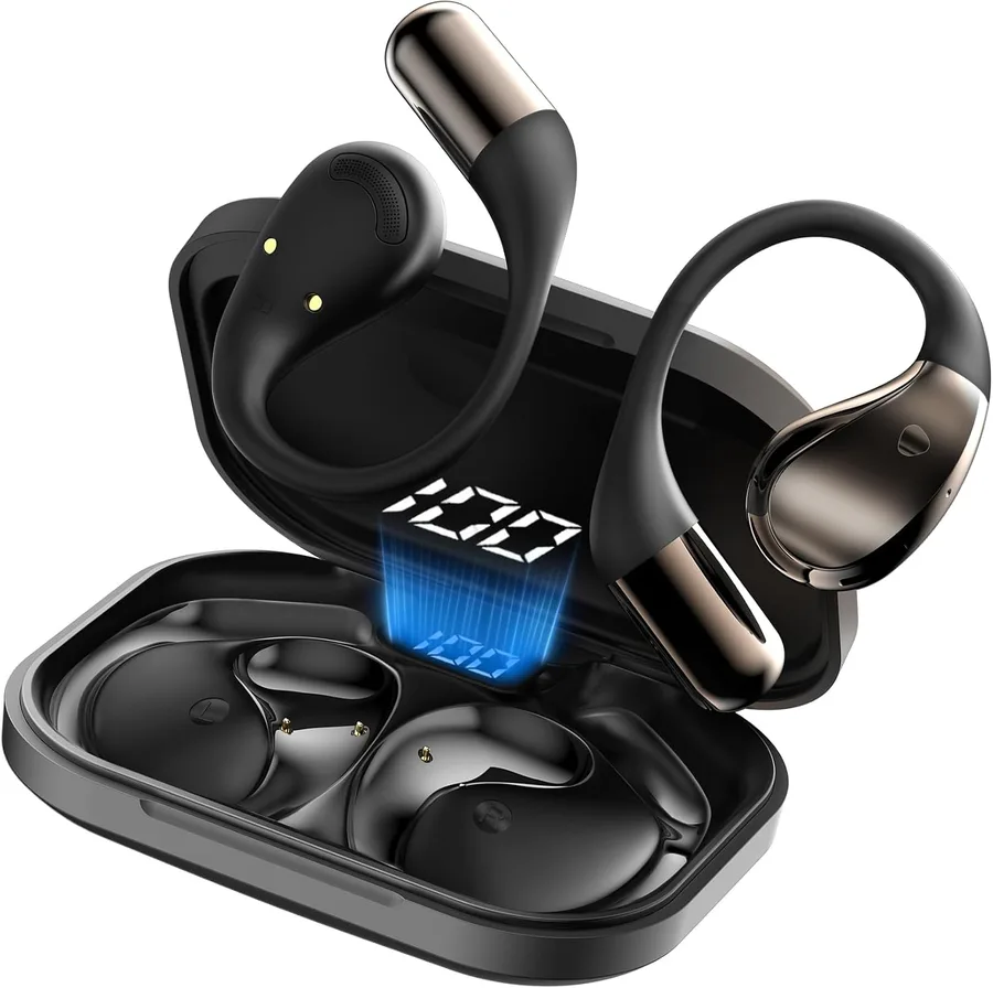 Conyat Open-Ear Headphones, Bluetooth 6.0 Wireless Earbuds Powerful Sound, 40H Open Ear Earbuds with ENC Mic, Adjustable Ear