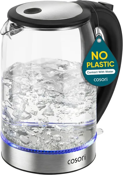 Cosori Electric Kettle, No Plastic Contact With Water, Wide Mouth For Easy Cleaning, Auto Shut Off, 1.7L Tea Kettle & Hot Wat