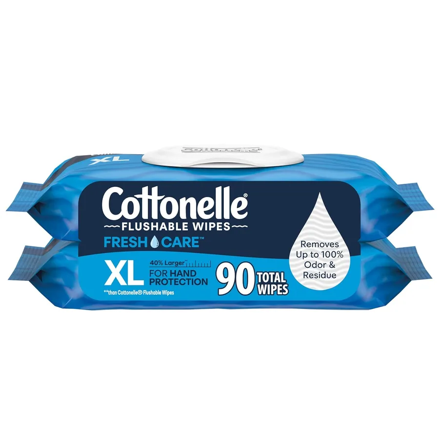 Cottonelle XL Flushable Wipes, 2 Packs, 45 Wipes per Pack