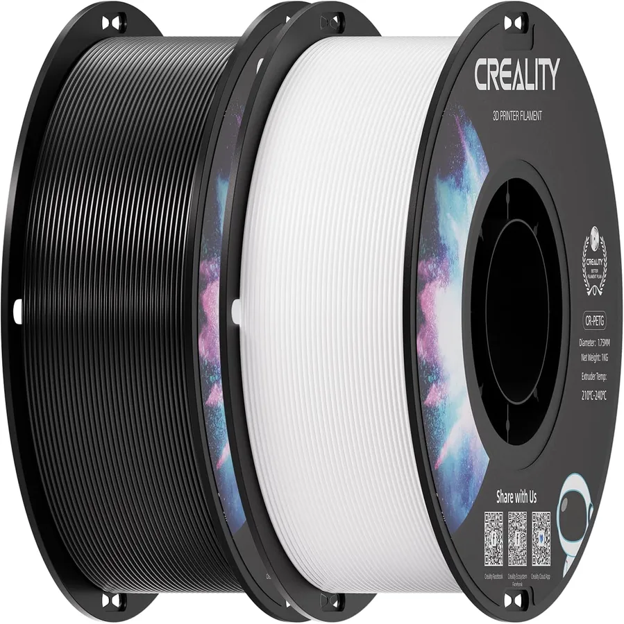 Creality 2 kg Black & White PETG 1.75mm Filament, 3D Printer Filament Bundle, Excellent Toughness High Precision, Odorless No