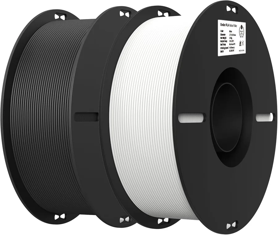 Creality 2kg Black & White PLA 1.75mm Filament Bundle for 3D Printing with No-Tangling Strong Bonding and Overhang Performanc