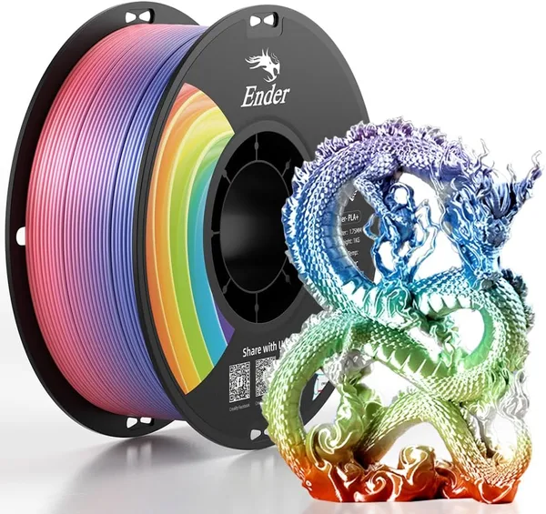 Creality 3D Printer Filament, Rainbow PLA+ Filament 1.75mm, Multicolor PLA Plus Strong Toughness Dimensional Accuracy +/- 0.0