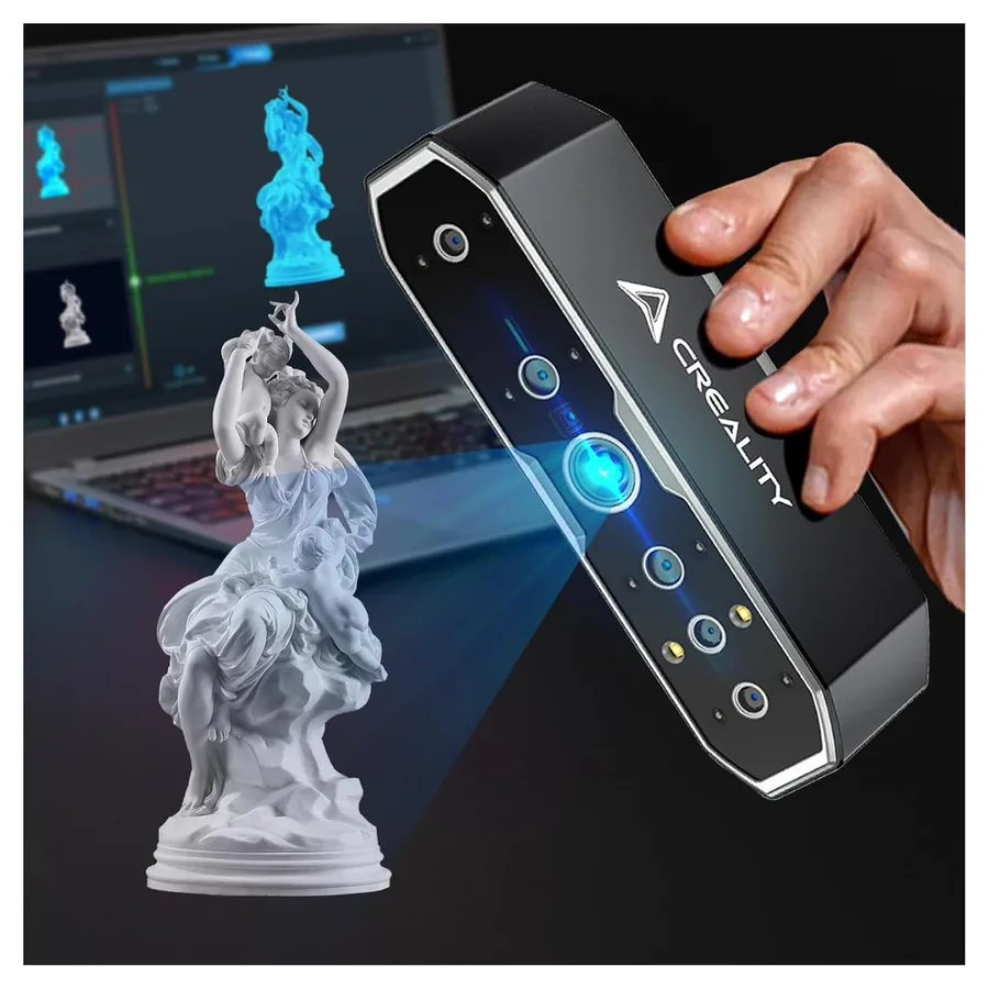 Creality Otter 3D Scanner, Handheld Scanner with 0.02mm Accuracy for 3D Printing, Anti-Shake Tracking, 24-Bit Full-Color 4-Le