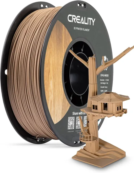 Creality Wood Filament PLA, 3D Printer Filament 1.75 mm, Smooth Silk Texture, Toughness, 1kg(2.2lbs)/Spool Printing Filament,