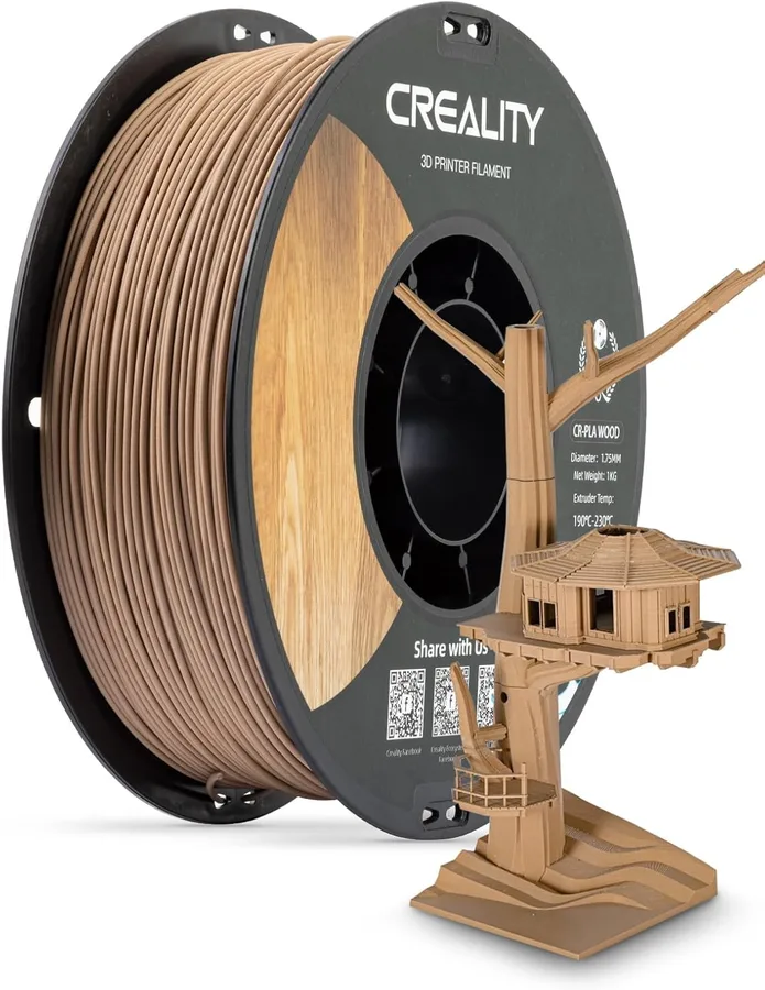 Creality Wood Filament PLA, 3D Printer Filament 1.75 mm, Smooth Silk Texture, Toughness, 1kg(2.2lbs)/Spool Printing Filament,