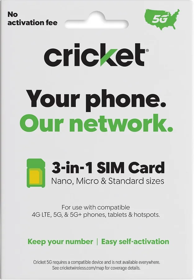 Cricket Wireless BYOD SIM Card Kit 5G, 5G+, 4G, LTE