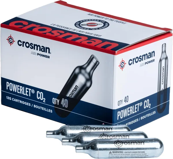 Crosman Powerlet CO2 Cartridges for Air Rifles, Air Pistols & Paintball - Snug Fit, Leak-Free Seal, Durable Metal Constructio