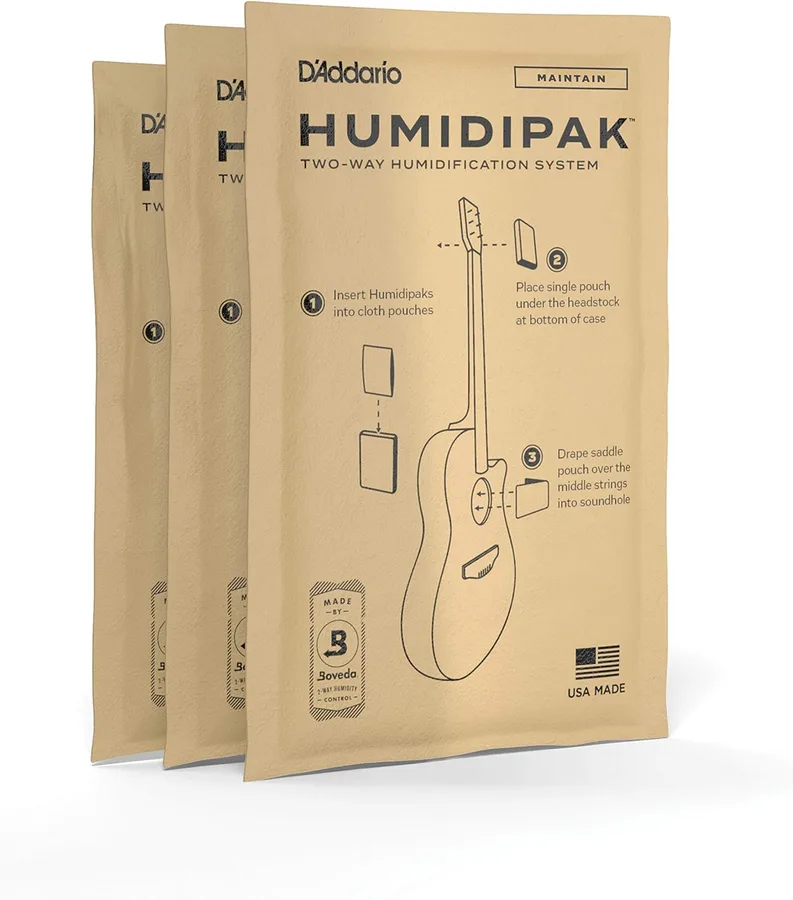 D'Addario Humidipak Guitar Maintain Packets, 3-Pack Case Humidity Control | Two-way guitar humidity control helps prevent cracks and warping while maintaining ideal case moisture balance.